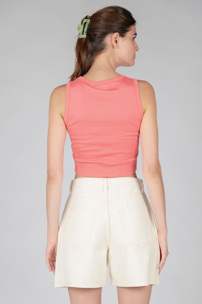 W Embroidered Cropped Top - red