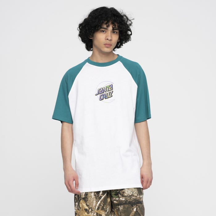 Holo Moon Dot Raglan T-Shirt - verdigris/white