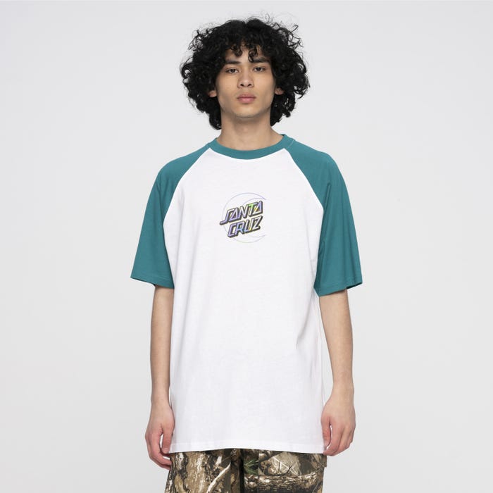 Holo Moon Dot Raglan T-Shirt - verdigris/white