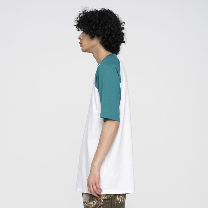 Holo Moon Dot Raglan T-Shirt - verdigris/white