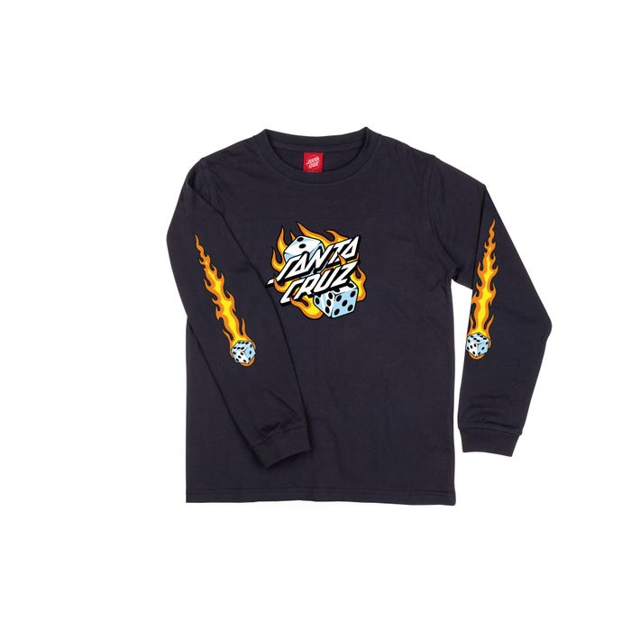 Youth Flaming Dice Dot L/S - Black