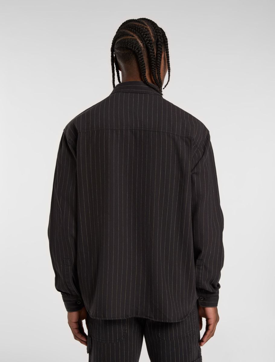 Service Stripe Langarmhemd - Black