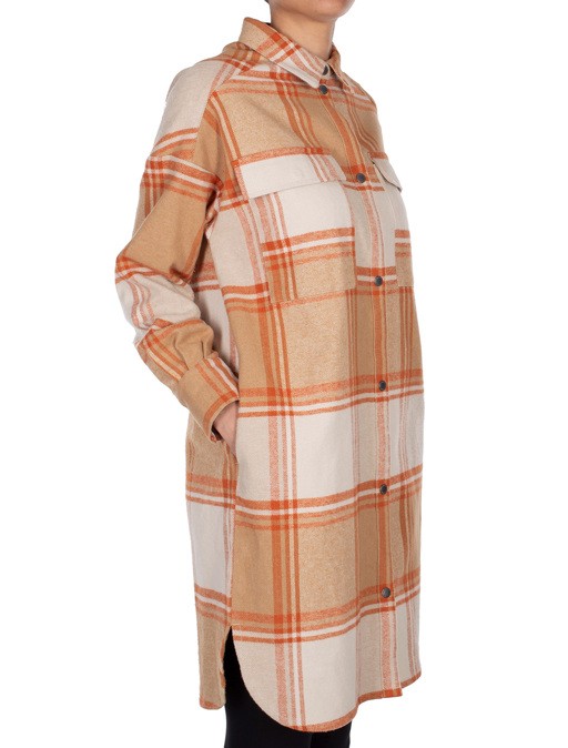 Checky Shirt Jacket - beige
