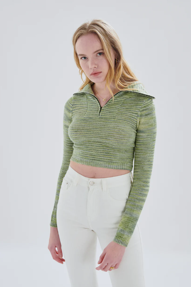 W Cropped Pullover - green