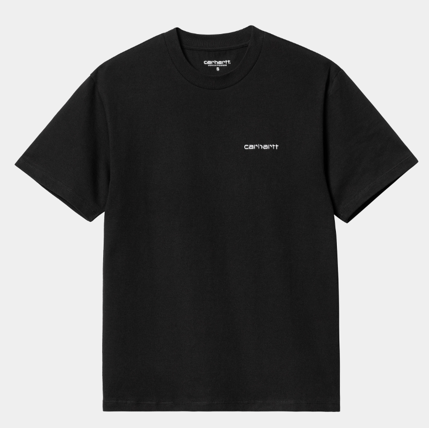 W' S/S Script Embroidery T-Shirt - Black/White