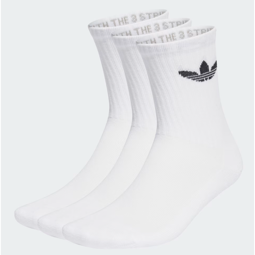 Trefoil Cushion Crew Socks 3Pack - White