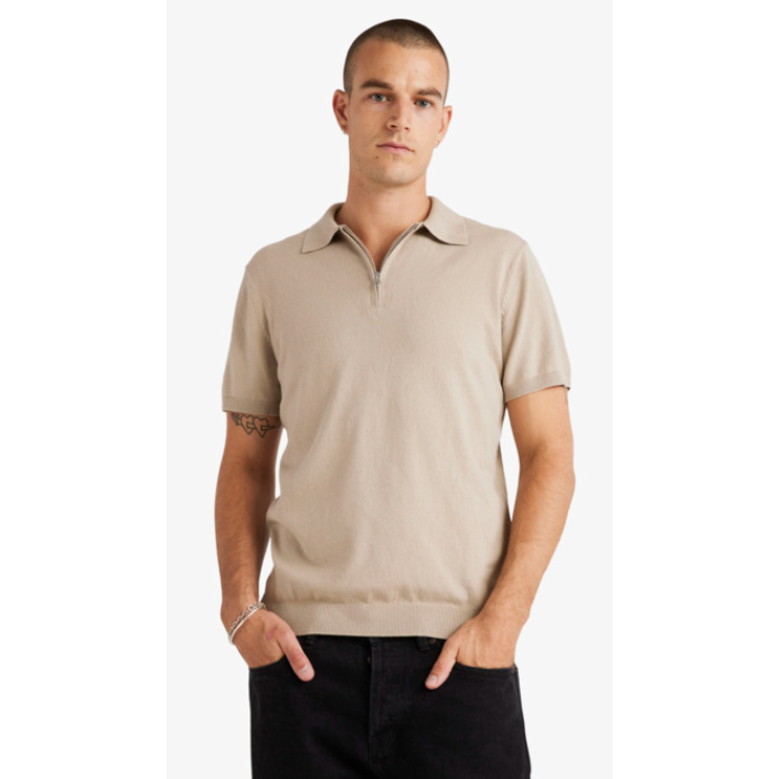 QTR Zip Knit - Light Khaki