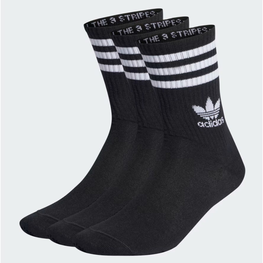 Mid Cut Crew Socken, 3 Paar - Black