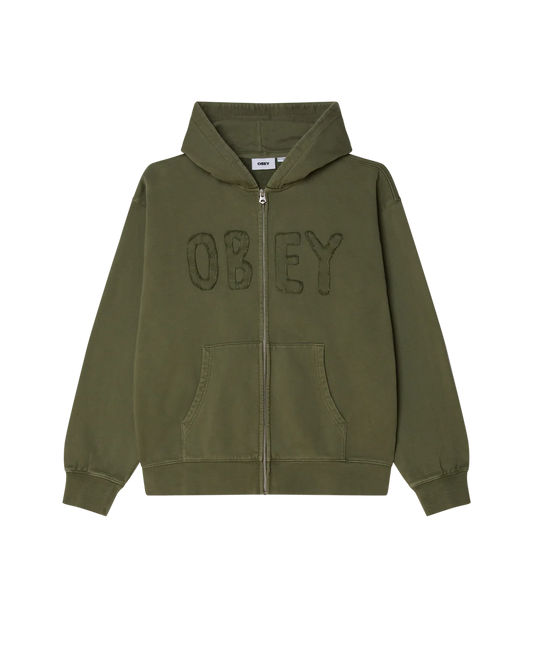 Hybrid Faded Zip Hood DEEP LICHEN GREEN