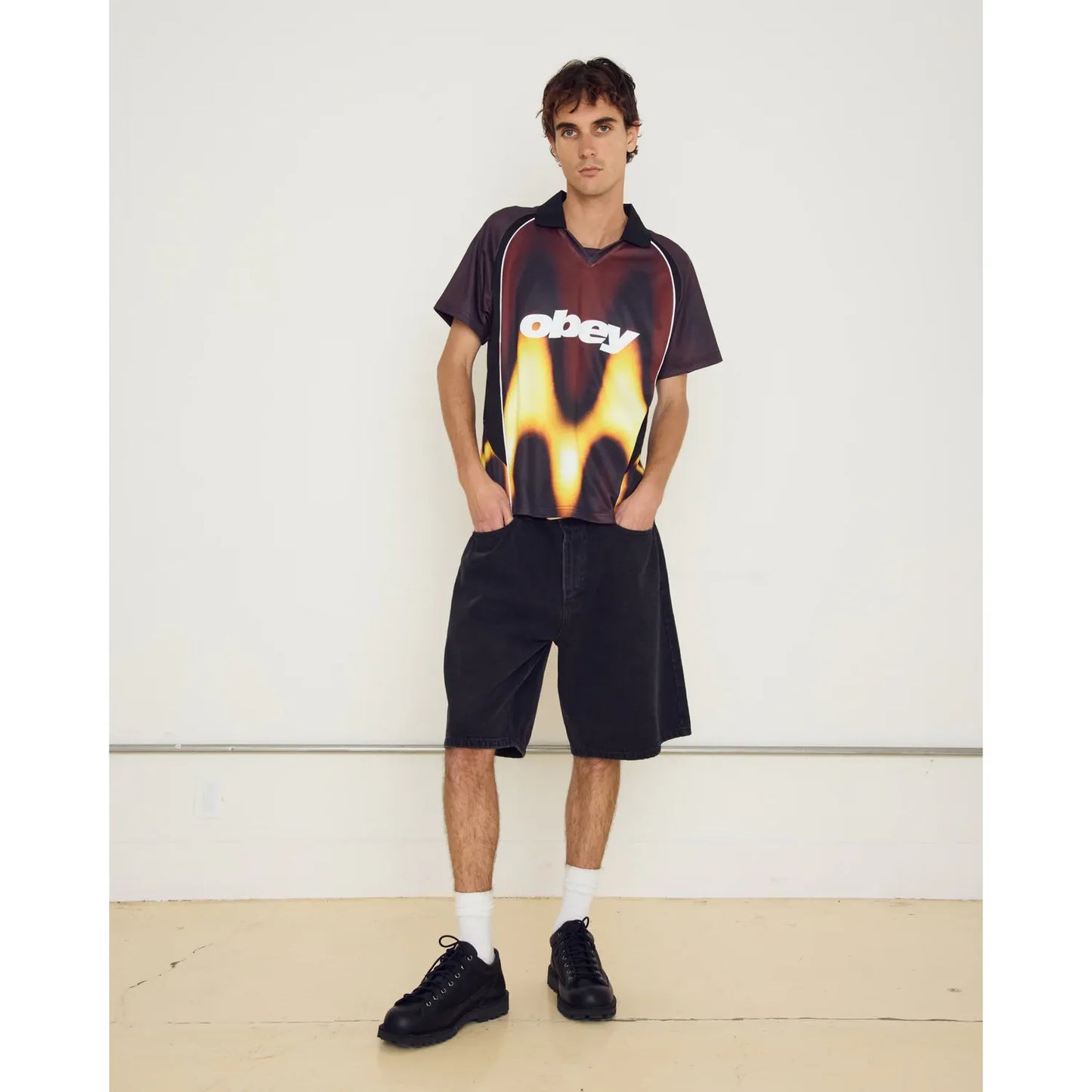 Obey Blurred Soccer Jersey - Burnt Red