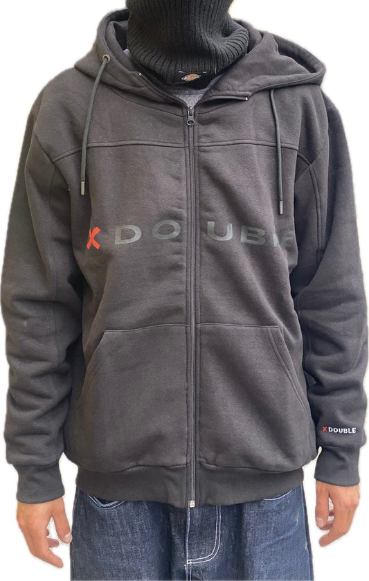 XDouble Zip  Hoodie - Black