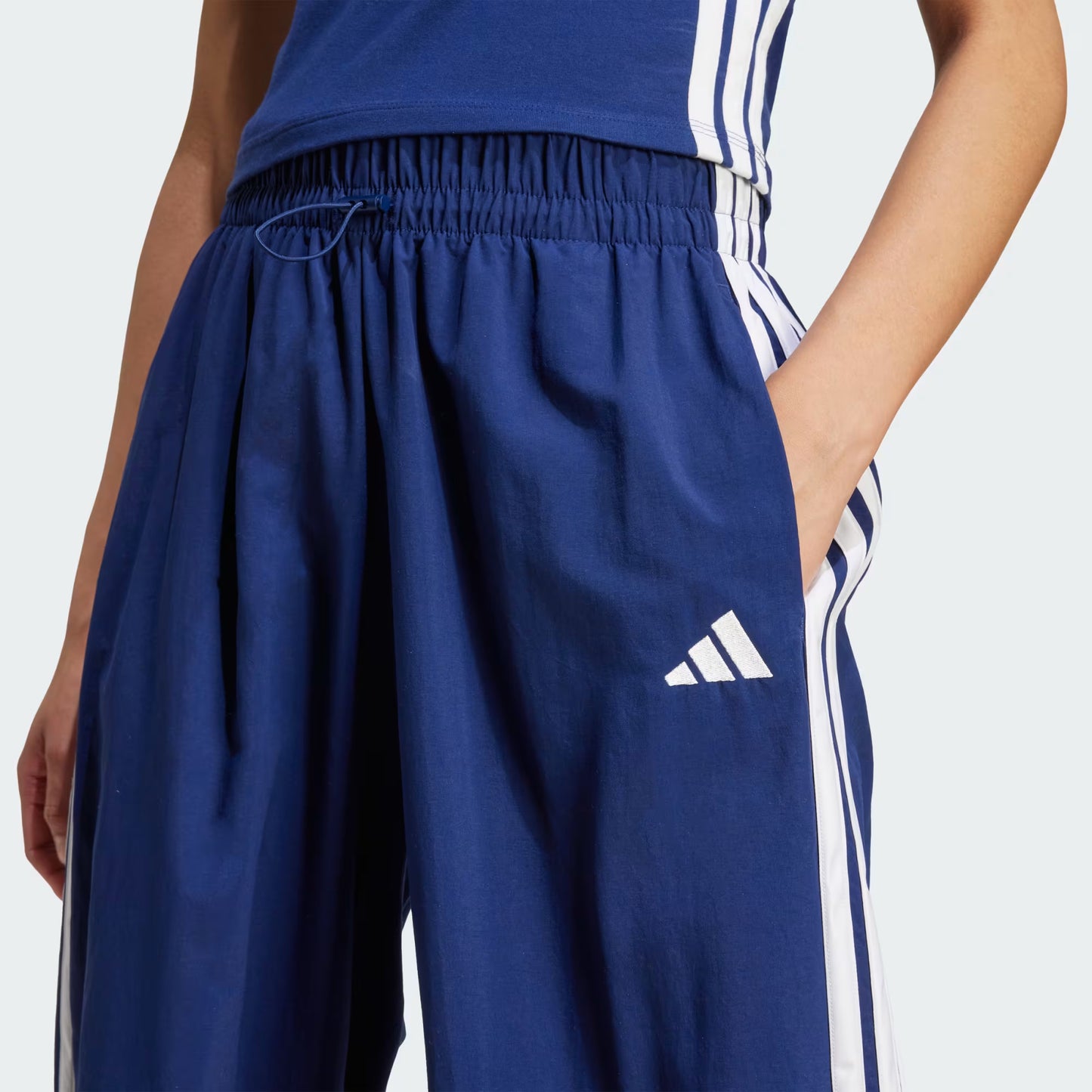 Essentials 3-Stripes Woven Parachute Pant - Blue/White
