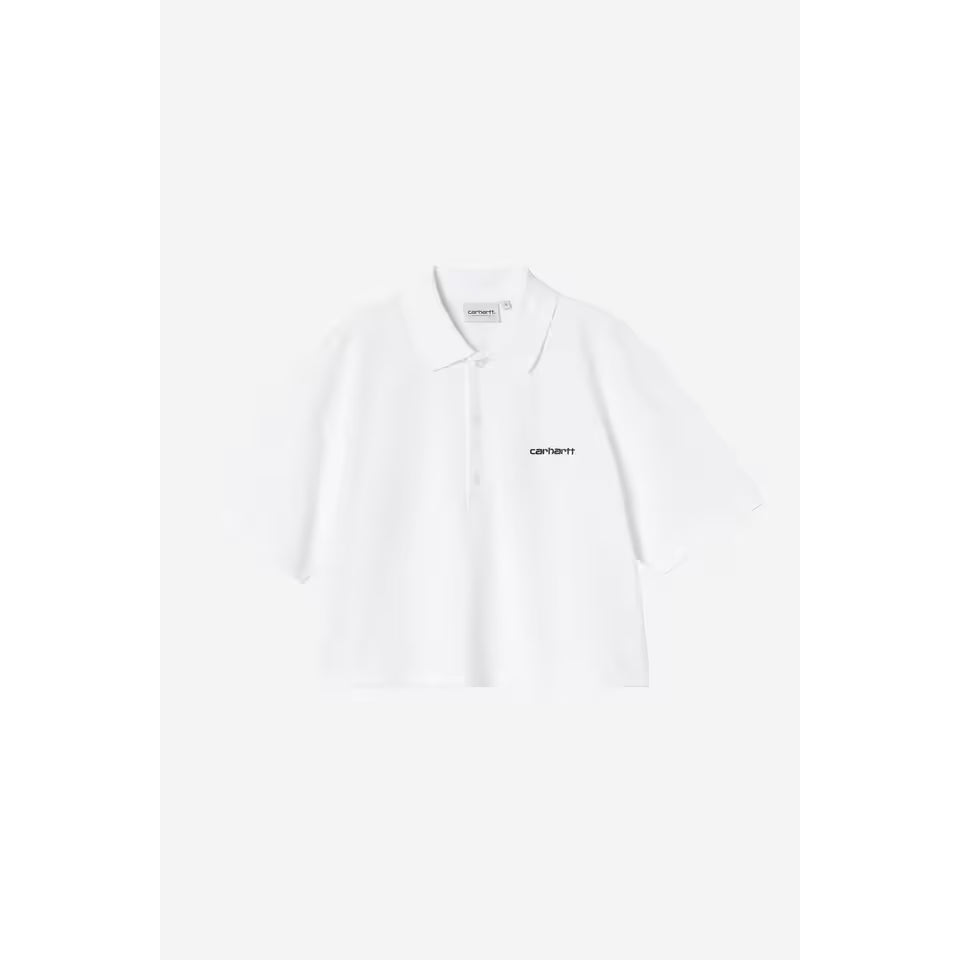 W' S/S Carhartt Script Polo - White / Black