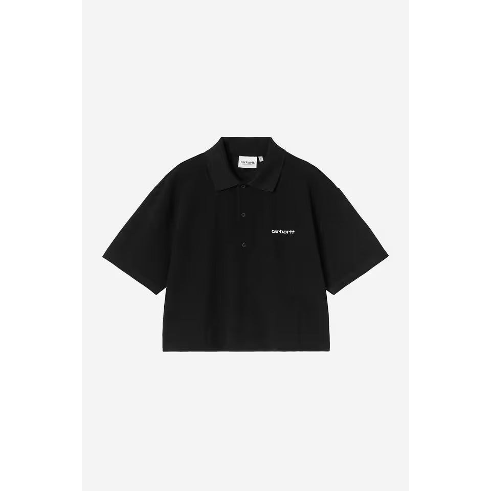 W' S/S Carhartt Script Polo - Black / White