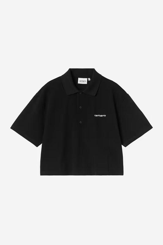 W' S/S Carhartt Script Polo - Black / White