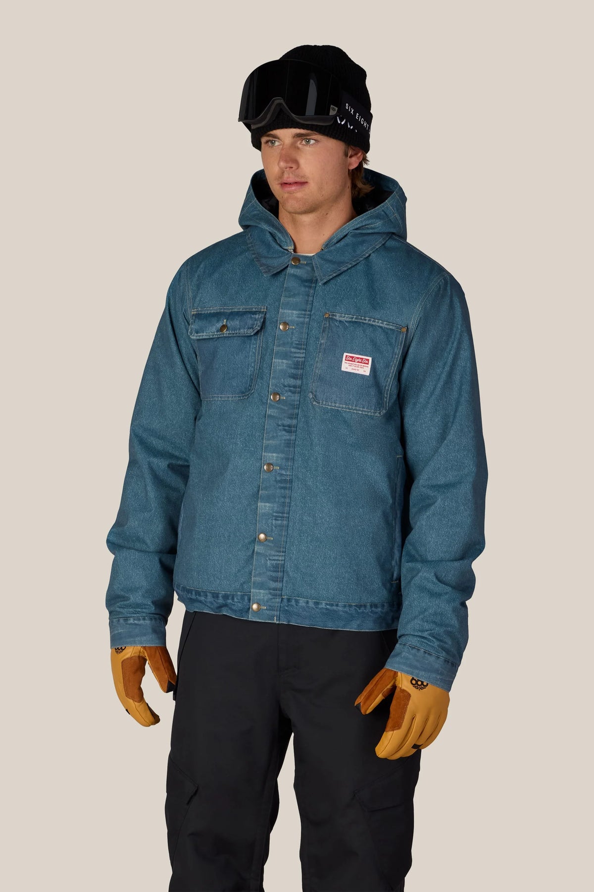 DECONSTRUCTED DENIM INSULATED JACKET INDIGO DENIM