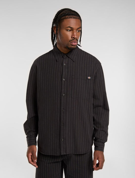 Service Stripe Langarmhemd - Black