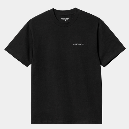 W' S/S Script Embroidery T-Shirt - Black/White