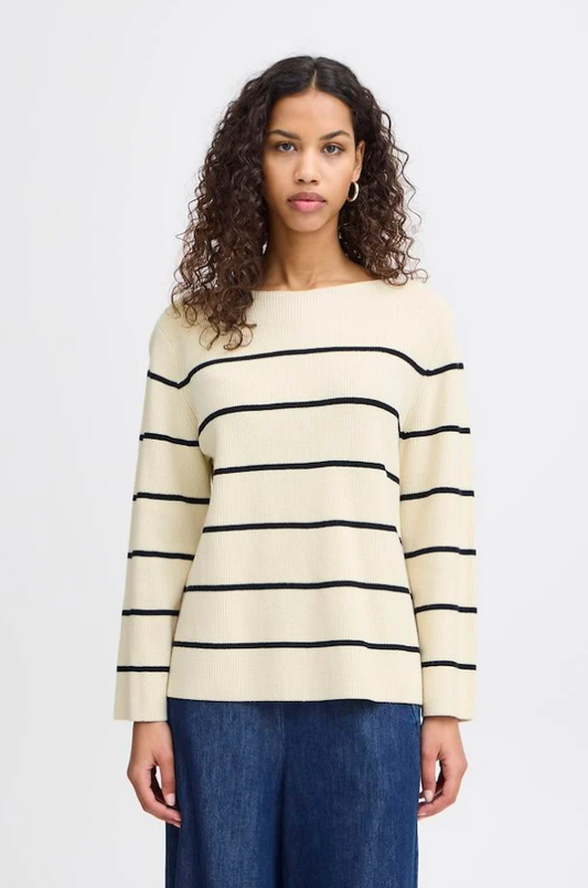 IHBOSTON Pullover - Almond Milk Black Stripe