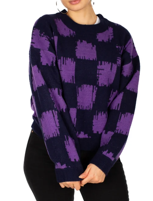 Boxy Fluff Knit - Navy Purple