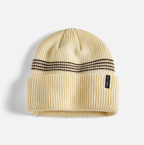Mini Stripe Beanie - Natural Burgundy