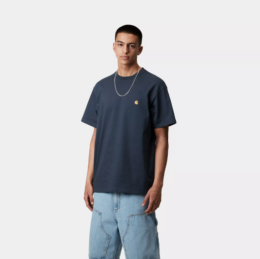 S/S Chase T-Shirt - Dusky Blue/Gold