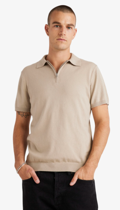 QTR Zip Knit - Light Khaki