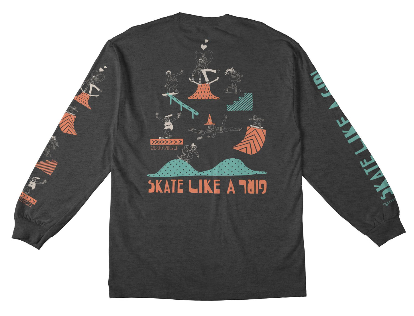Skate Like A Girl Session Drop In Longsleeve - dark heather